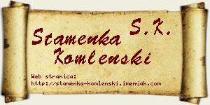 Stamenka Komlenski vizit kartica